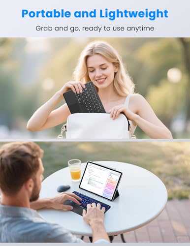 LAMA Backlit Bluetooth Touchpad Keyboard for iPad Pro/Air/Mini, Ultra-Slim Rechargeable Wireless Keyboard and Mouse for iPhone 15/14/13 Pro/Samsung/Tablet/PC/Laptop/iOS/Windows/Android, BK - color: Dark