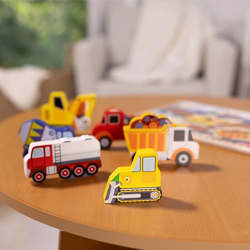 Melissa & Doug Construction Vehicles Wooden Chunky Puzzle (6 pcs) - FSC Certified - size: 11.95 x 8.95 x 1.0, style: English Only