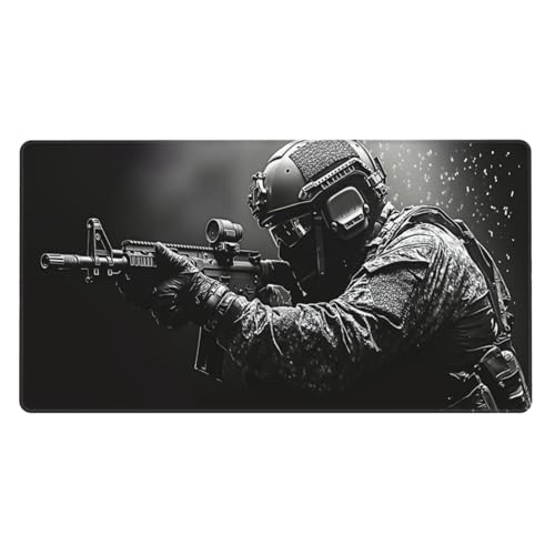 Military Tactical Gear Set Gaming Mouse Pad Non-Slip Rubber Base XL Mousepad Waterproof Washable Stitched Edge Mouse Mat for Desk Home Office Gaming 16x29.5in - color: Color_4, size: 29.5" x 16"