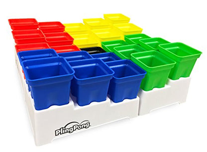 Buffalo Games PlingPong Plinko Bounce Board, 2-4 Players, Family Game Night | Team Play & Speed Rounds, 25 Cups, 9 Balls, 4 Trays & Instructions, Portable Indoors or Outdoors, Party Games for Adults