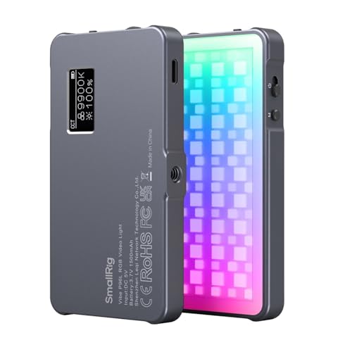 P96L RGB Video Light by SmallRig, Portable Metal LED Camera Light, 2500-8000K, 21 Effects, CRI 96+, OLED Display, Photo and Video Lighting, Long Battery Life, Fits Phone and Camera - size: 14cm P96L