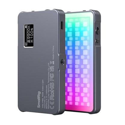 P96L RGB Video Light by SmallRig, Portable Metal LED Camera Light, 2500-8000K, 21 Effects, CRI 96+, OLED Display, Photo and Video Lighting, Long Battery Life, Fits Phone and Camera - size: 14cm P96L