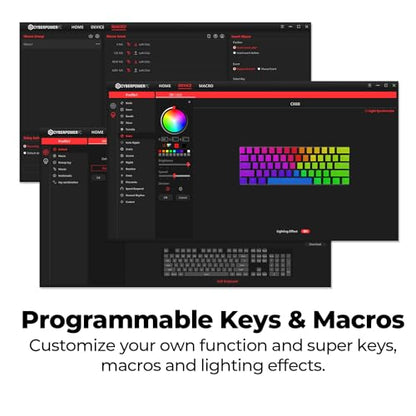 CyberPowerPC CK60 White 60% Hot-Swappable RGB Customizable Mechanical Gaming Keyboard, Dampening Foam, Aluminum CNC Case w/Gateron Red Switches and PBT Keycaps - color: White