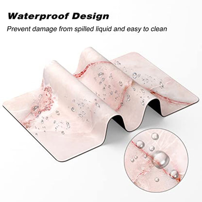 Extended Gaming Mouse Pad, XXL Large Mouse Mat 30 x 14 Inch, Big Computer Keyboard Mousepad, Waterproof Desk Pad with Stitched Edges and Non-Slip Base for Office Gaming, Light Pink Marble - color: Light Pink Marble