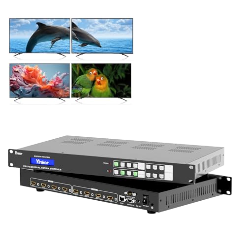 Seamless 4K60Hz 4x4 HDMI Matrix 4 in 4 Out, Support 2x2 Video Wall & Audio Separated, No Black Screen, HDCP 2.2, RGB 4:4:4, Web GUI/APP Control - size: 4K@60Hz 4x4 w/Video Wall