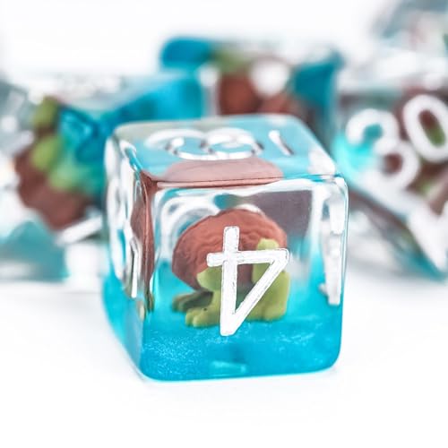 UDIXI 7PCS DND Dice Set Resin Polyhedral Dice Set for D&D Tabletop Games | Intellect Devourer Inclusions, Velvet Storage Bag, DM Gift, for Dungeons and Dragons Role Playing Games Board Games - color: Intellect Devourer