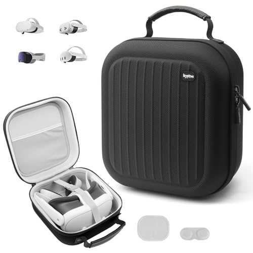 Hard Carrying Case for Meta Quest 3S/Quest 3/Quest 2/Vision Pro(Black） | Portable Hard Carrying Case for VR Gaming Headset and Touch Controllers Case with Lens Protector for Travel and Home Storage - color: Black