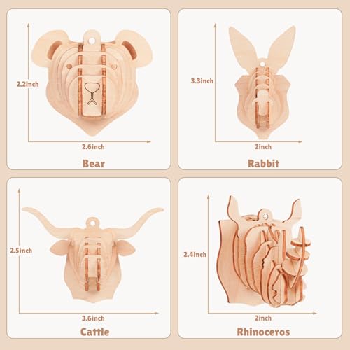 3D Wooden Puzzles for Kids, 8 Pcs Animal Assembly Model Wood Arts and Craft Puzzles Set, No-Glue DIY Delicate Pendant STEM Toys for Boys Girls Ages 6+, Educational Birthday Gift, Party Favors - style: 3D-Birds
