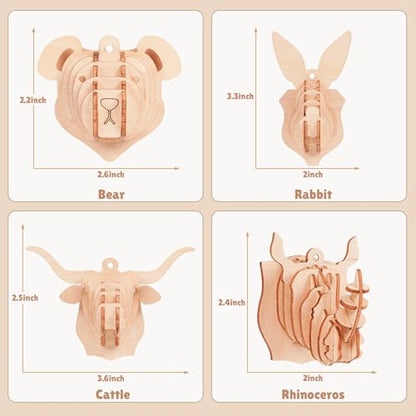 3D Wooden Puzzles for Kids, 8 Pcs Animal Assembly Model Wood Arts and Craft Puzzles Set, No-Glue DIY Delicate Pendant STEM Toys for Boys Girls Ages 6+, Educational Birthday Gift, Party Favors - style: 3D-Birds