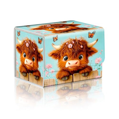 Trading Card Storage Box, Premium PU Leather with Magnetic Closure, Holds 100+ for MTG Cards, Cow Is In The Fence Durable Deck Box for Magic the Gathering, Trading Card Games - color: Cow Is In The Fence