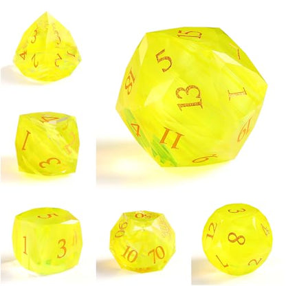 Natural Gemstone Crystal Polyhedral Dice Set for Dungeons and Dragons, RPG, Tabletop Games, 7-Piece (LS-8) - color: Ls-8