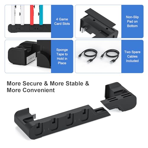 Switch Controller Charger Dock Compatible With Nintendo Switch And Switch OLED Model Joycons, Charges Up To 6pcs Joycon With Game Card Storage - color: Black