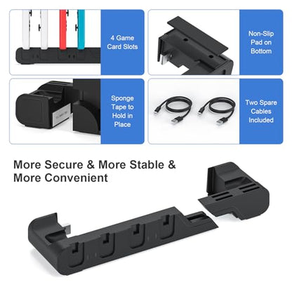 Switch Controller Charger Dock Compatible With Nintendo Switch And Switch OLED Model Joycons, Charges Up To 6pcs Joycon With Game Card Storage - color: Black