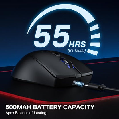 Redragon M618 LIT Wireless Gaming Mouse 10K DPI 70G Ultra-Light Remapping Keys - color: Black, size: Wireless