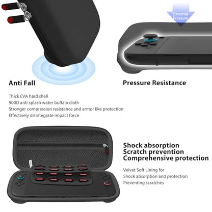 RAVEtone Travel Carrying Case Compatible with Nintendo Switch 2 Model 2025, Large Capacity Premium EVA Portable Hard Shell Pouch Waterproof Game Bag with 32 Game Cartridge Accessories (Black) - color: Black, style: Large