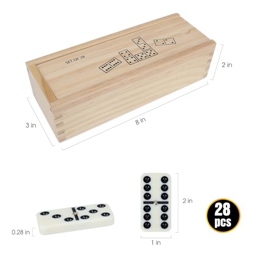 GOTHINK Dominos Set for Adults with Wooden Box - Tile Dot Dominoes Games Set for Family Night Travel Game - Classic Party Board Game Ideal - color: Double 6 Dominoes With Wooden Box