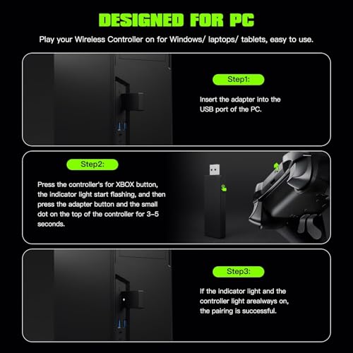 JURENGUDF Wireless Adapter Accessories for PC Windows 10 8.1 8 Compatible with Xbox One Controller