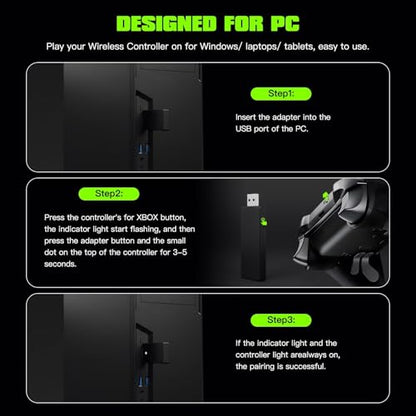 JURENGUDF Wireless Adapter Accessories for PC Windows 10 8.1 8 Compatible with Xbox One Controller