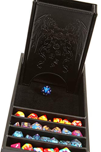 Forged Dice Co. Citadel Dice Tray and Tower - 3 in 1 Rolling Tray, Storage Box, and Removable Tower for DnD, RPG, and Tabletop Gaming - color: Black