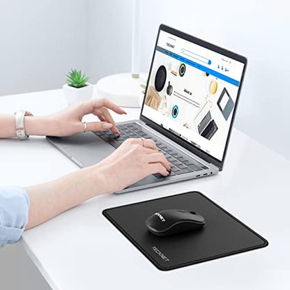 TECKNET 4 Pack Mouse Pad with Anti-fray Stitching, Waterproof Surface & Non-Slip Rubber Base with Stitched Edges Gaming Mouse Mat for Laptop, Compatible with Laser and Optical Mice - Black - color: A-Black-4 Pack