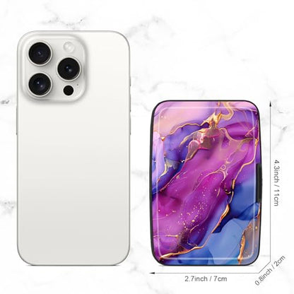 Card Holder Credit Cards Holder for Women RFID wallet women Business Card Holder Wallet Mini Aluminum Card Wallet RFID Blocking Slim Metal Hard Card for Women, Marble Patterns - color: Marble Patterns