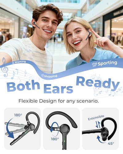 Ngsod Bluetooth Headset V5.4,USB Dongle Wireless Earpiece with Mic,Black | 500mAh Charging Case,50H Talk Time,Dual connect & Mute,ENC Noise Cancelling Lightest Headphones for Work Trucker
