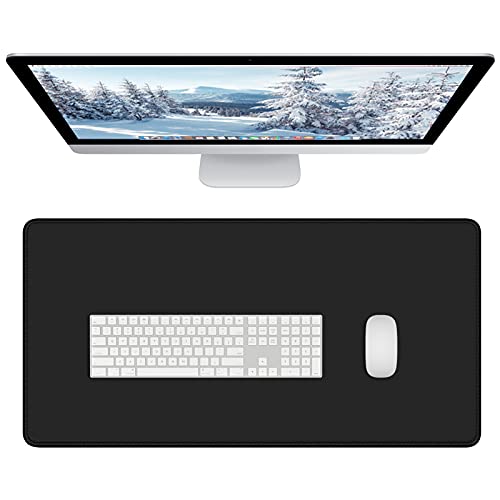 Dapesuom Large Gaming Mouse Pad, Extended Mouse Mat with Stitched Edges, Full Size Keyboard Pad with Non-Slip Base, Big XXL Computer Desk Mats for Gamer, Laptop, Office, 31.5 x 15.7in, Jet Black - color: Jet Black, size: 31.5L x 15.7W inches