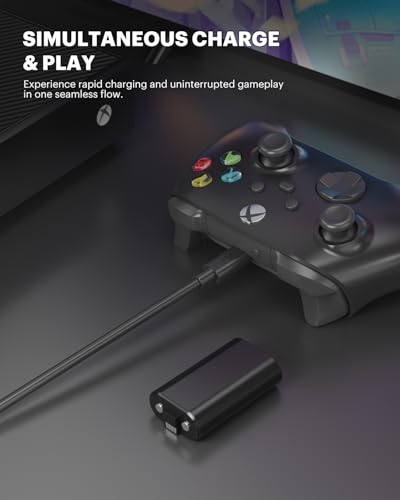 Rechargeable Battery Pack (2-Pack, 6660mWh) for Xbox Series X/S & One/S/X/Elite Controllers - Overcharge & Short-Circuit Protection, Play & Charge Simultaneously - FCC/CE Certified