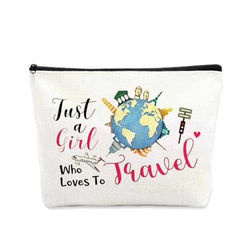Travel Makeup Toiletry Bag for Women Girl Traveler Cosmetics Bag Bon Voyage Gift for Flight Attendant Jcat a Girl Who Loves to Makeup Bag Travel Accessory Supply Skincare Cosmetics Pouch - color: Airplane