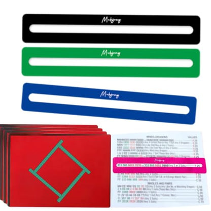 LISILONG 4 Packs Mahjong Guide Line Finder and 4 Pakcs Mahjong Card Reference Card Acrylic Bright Scalloped Mahjong Rules Helper, Rules Reader for Players