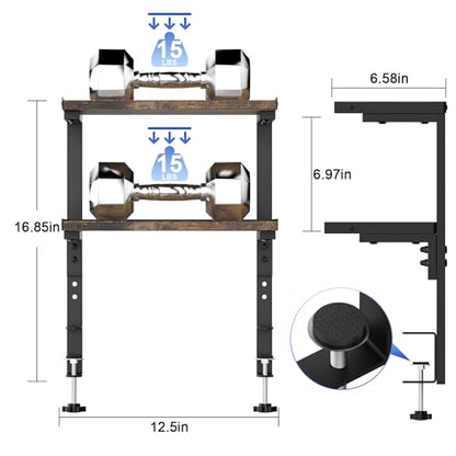 2-Tier Desk Shelf | Desk Organization Expandable Clamp on Desk Shelf Desktop Accessories for Offices and Game Rooms (Wood) - color: Wood