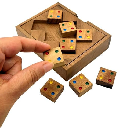 Color Match 8 Pieces Challenging Wooden IQ Puzzle Fun Play and Gift Brain Teaser Game for Adults and Teens - style: 8 Pieces Color Match