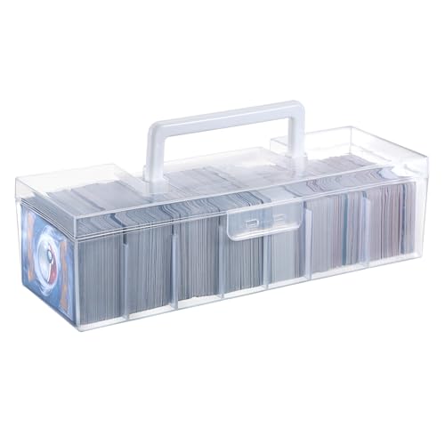 OwnMy 1PCS Plastic Trading Card Storage Box Clear Baseball Card Storage Box | Portable Baseball Card Organizer Box for Football Sports MTG TCG Cards, Clear Plastic Trading Card Storage Case with Dividers - size: 1PCS