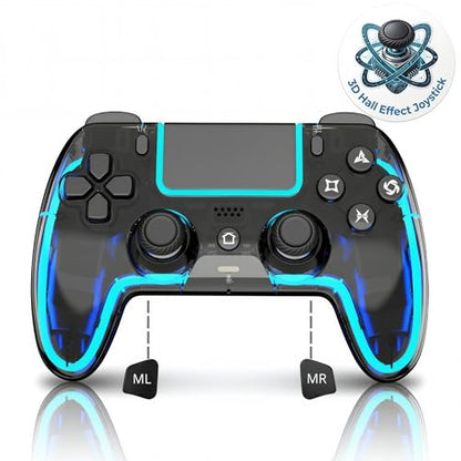 VioraTech Wireless Controller for PS5 with Hall Effect Joysticks, RGB Lighting, Turbo & Macro Functions, Linear Triggers, 6-Axis Sensor, Dual Vibration, Touchpad, Speaker & 3.5mm Audio Jack – Compatible with PS5/Pro/Slim/Mac/Steam Deck/PC