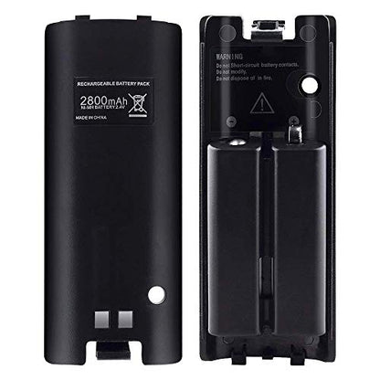 NIFERY Wii Remote Batteries Rechargeable, 2 Pack 2800mAh Rechargeable Batteries for Wii/Wii U Remote Controller (Black) - color: Black