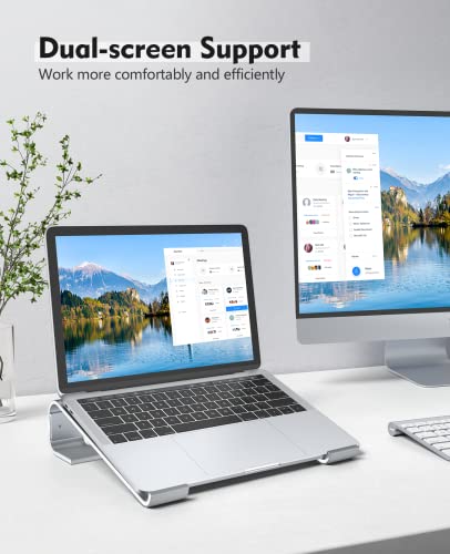 Soqool Laptop Stand for Desk,Aluminum Computer Stand for Cooling | Sturdy Stable Ergonomic Laptop Riser Compatible with MacBook Pro Stand Air/Dell/HP/Lenovo 10-16.2inch Notebook - color: Silver