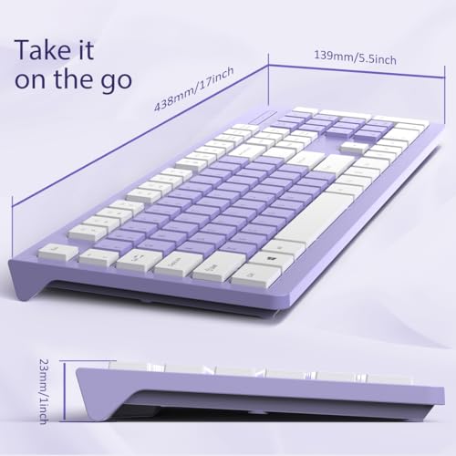COLIKES Wired Keyboard, Ultra-Thin USB Wired Computer Keyboard, Low-Profile Keys, Spill-Resistant, Multimedia Keys, Compatible with Windows, Mac, Chrome, Linux, and Android-Purple - color: Purple