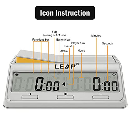 Chess Clock Digital Chess Timer Advanced for Board Game and Chess Timer with Large Screen Bonus & Delay Count Down up Alarm Milk Wihite - color: Milk White