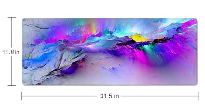 Gaming Mouse Pad Large,Abstract Spray Paint Mouse Pad Gaming Mouse Mat Desk Pad,31.5 x 11.8 Desk Mat Mouse Pads for Desk,Extended Keyboard Mousepad with Non-Slip Base and Stitched Edge - color: Abstract Spray Paint