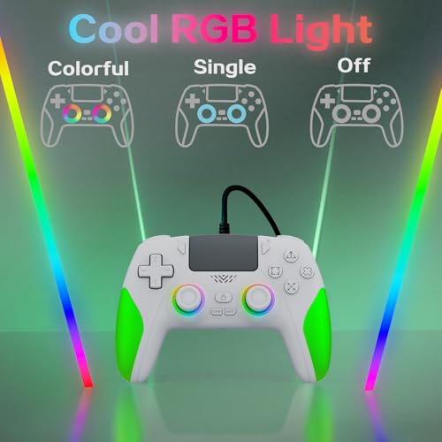 Akalyptra Wired Controller for PS-5/PC, Cool RGB Gamepad Support Programmable/Remap/Turbo Functions, Dual Vibration, 3.5MM Audio Jack, Motion Control, Compatible with PS-5/PS-4/PC/MAC/IOS/Android/Steam Deck(Green, 87inch) - color: Yellow