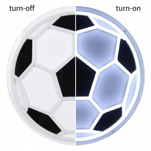 Soccer Neon Light 12.6" x 12.6" LED Football Wall Art Decor, 5-Level Dimmable Brightness USB Powered Acrylic Soccer Ball Lamp for Boys Bedroom, Game Room, Sport Bar, Sports Fans