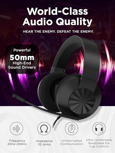 Lenovo H210 Wired Gaming Headset - 3.5mm Connection, Flip-to-Mute Noise-Cancelling Microphone, Breathable Ear Cups - Black - style: H210