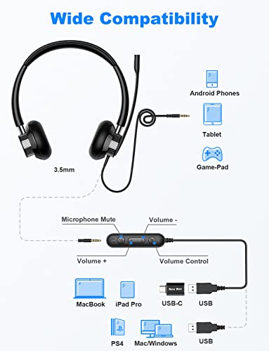 New Bee USB Headset with Microphone RGB Headphone Stand