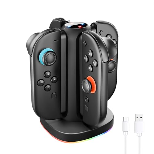 MARSDOCK Charging Dock for Nintendo Switch 2(2025) for Joy-Con 2 | 4 in 1 Magnetic Fast Charging Station with RGB Lights, 3.3FT Cable, Charging Stand Compatible with Switch 2 Joycon Stand