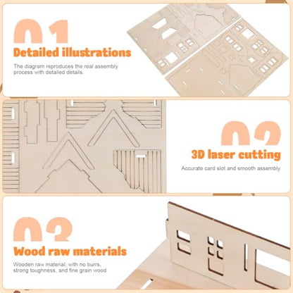 1 Set 3D Wooden Puzzles House Model Building Kit, DIY Wood Cabin Kit for Adults to Build, Creative 3D Tiny Home Model House Jigsaw Puzzles Toys for Kids and Adults
