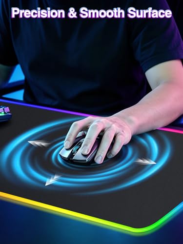 XL RGB LED Gaming Mouse Pad with 15W Magnetic Wireless Charging | 31.5'' x 11.8'' Large Desk Mat, 24 Lighting Effects Keyboard Pad with Non-Slip Rubber Base, Waterproof Easy Gliding Surface - color: RGB-Magnetic Right Charger-31.5"x11.8"