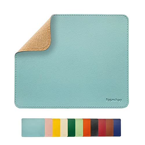 Leather Double Side Mouse Pad With Stitched Edge - Waterproof Ultra Thin for Computers, Laptop, Office & Home, 10.2 x 8.3 Inch, 1 Pack (Azury) - color: Azury