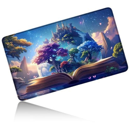 MTG 플레이매트 61 x 35.6cm(24 x 14인치), 매직 존 커맨더 덱 게이밍 데스크 매트 카드 게임 플레이 패드 MTG TCG 트레이딩 카드 잉크 게임용 카드 플레이매트 - Forest of Books