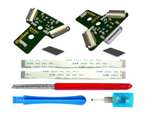 ElecGear 2X USB C Charging Port PCB for 2nd Gen PS4 Controller, Upgrade DS4 from Micro-USB Input Port to USB Type-C Connector Adaptor Replacement for JDS-040, JDS-055, Flex Cable Repair Tool incl.
