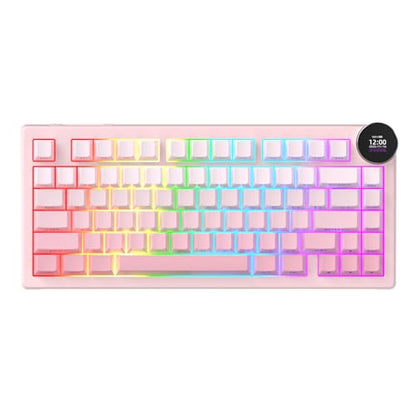 AK820 V2 75% Compact Mechanical Keyboard, 81 Keys, Tri-Mode (2.4G/Bluetooth/Wired), 10000mAh Battery, 0.9” TFT Smart Display Knob, Gasket Mount, Hot-Swappable, RGB Backlit, White Pink Ombre - color: White Pink Ombre